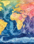Papier Peint Carte du Monde - Aquarelle Multicolore Vibrante