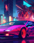 Papier Peint Miami - Voiture de Sport Néon