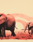 Papier Peint Animaux - Éléphants Terracotta Savane