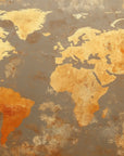 Papier Peint Carte du Monde - Effet Rouille Doré