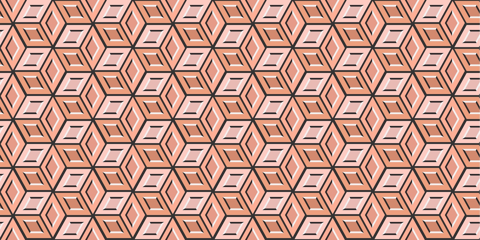 Papier Peint Géométrique - Cubes 3D Terracotta