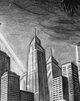 Papier Peint Noir et Blanc - Invasion Extraterrestre Urbaine