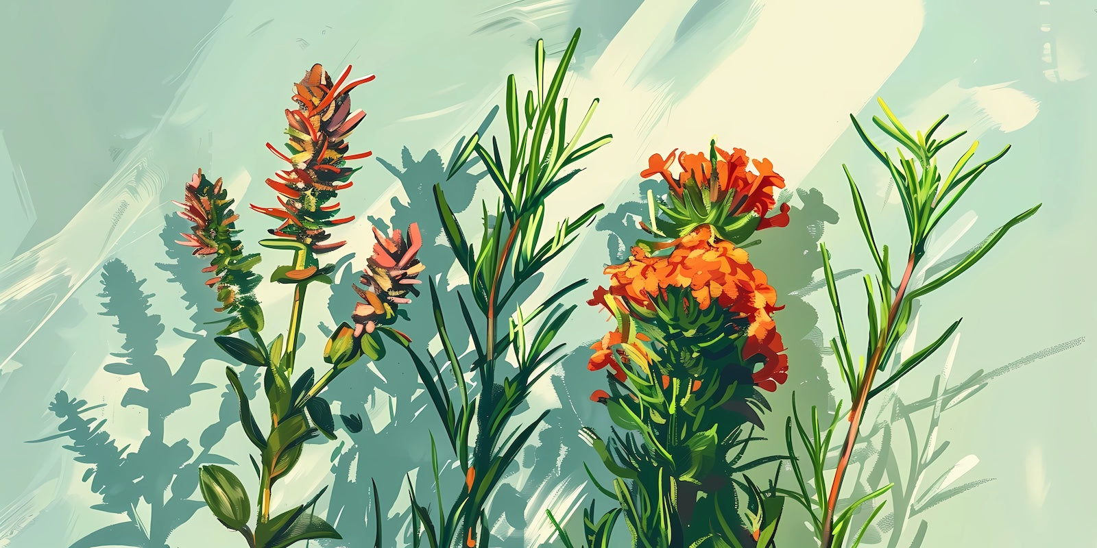 Papier Peint Floral - Fleurs Exotiques Rouges et Herbes Hautes