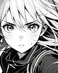 Papier Peint Anime - Portrait Manga Noir et Blanc