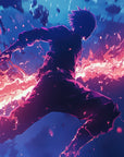 Papier Peint Anime - Guerrier en Combat Explosif