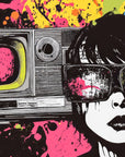 Papier Peint Pop Art - Portrait Rétro TV et Éclaboussures