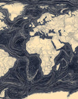 Papier Peint Carte du Monde - Marbrures Bleu Marine