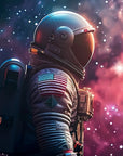 Papier Peint Espace - Astronaute et Nébuleuse Rose