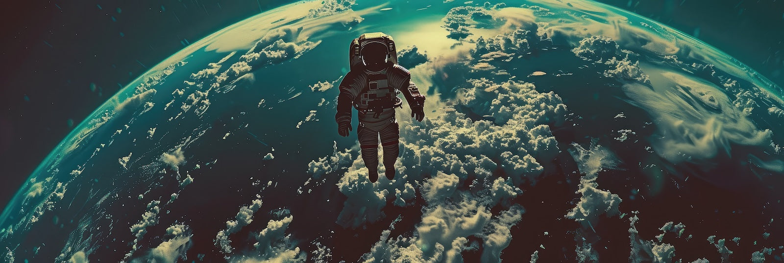 Papier Peint Espace - Astronaute au-dessus de la Terre Verte