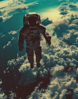 Papier Peint Espace - Astronaute au-dessus de la Terre Verte