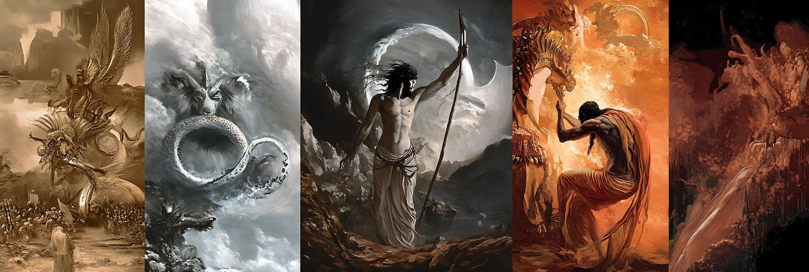 Papier Peint Abstrait - Triptyque Mythologique Ancien