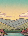 Papier Peint Illustration - Collines Vallonnées Pastel