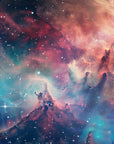Papier Peint Espace - Nébuleuse Colorée et Planète