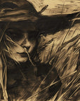Papier Peint Abstrait - Femme au Chapeau dans les Blés