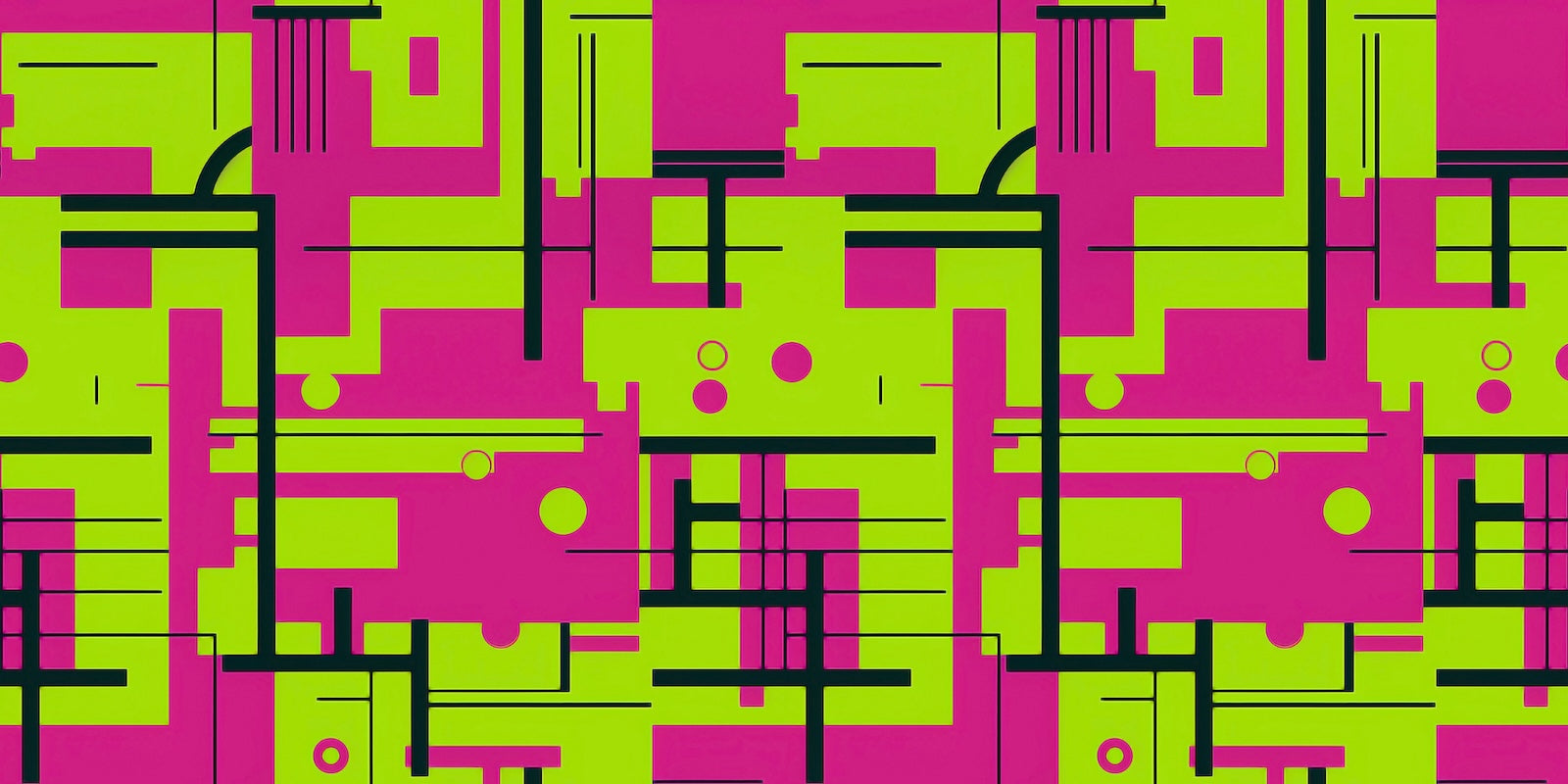 Papier Peint Gaming - Circuit Rétro Vert et Rose