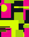 Papier Peint Géométrique - Formes Rétro Vert Fluo et Rose