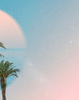 Papier Peint Abstrait - Soleil Pastel Étoilé Miami