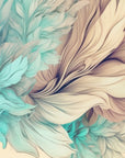 Papier Peint Floral - Pétales Sculptés Turquoise et Beige