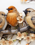 Papier Peint Oiseaux & Rapaces - Trio sur Branche Fleurie