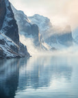 Papier Peint Montagne - Fjord Enneigé et Reflet
