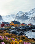 Papier Peint Montagne - Village Nordique et Fjord