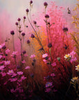 Papier Peint Floral - Prairie Sauvage Rose et Or