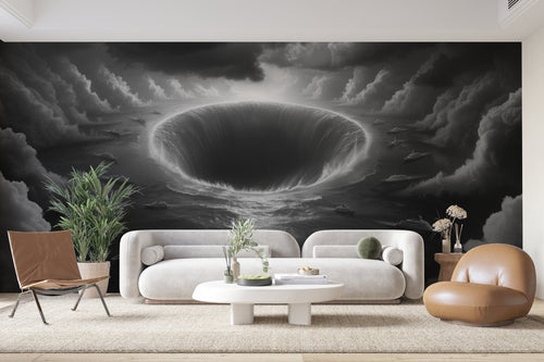 Papier Peint Noir et Blanc - Vortex Océanique Spectaculaire