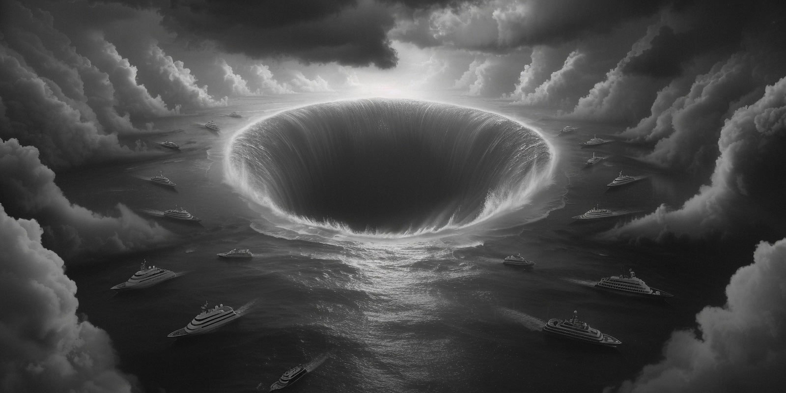 Papier Peint Noir et Blanc - Vortex Océanique Spectaculaire