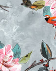 Papier Peint Oiseaux & Rapaces - Ballet Coloré sur Gris