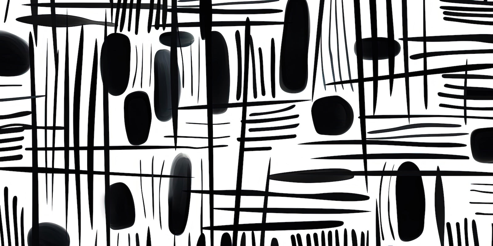 Papier Peint Noir et Blanc - Traits Abstraits Graphiques