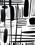 Papier Peint Noir et Blanc - Traits Abstraits Graphiques
