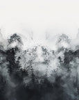 Papier Peint Forêt Noir et Blanc - Sapins dans l'Encre