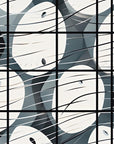 Papier Peint Abstrait - Cercles Sculpturaux Grille Noire