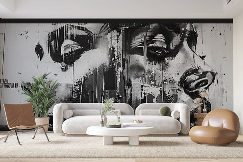 Papier Peint Art Urbain - Visage Coulures Graffiti