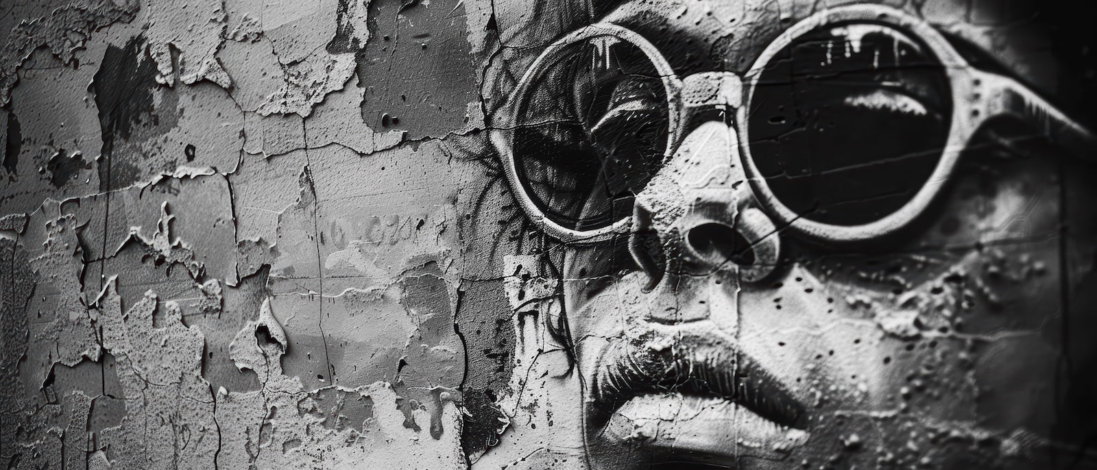 Papier Peint Art Urbain - Lunettes Sculptées sur Béton