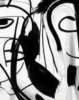 Papier Peint Line Art - Visage Abstrait Pinceau Noir