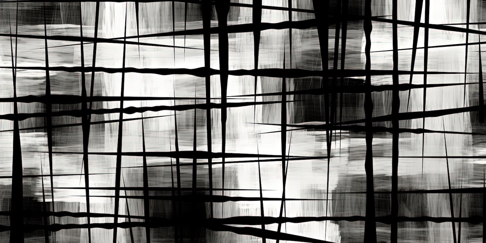 Papier Peint Noir et Blanc - Lignes Entrecroisées Abstraites