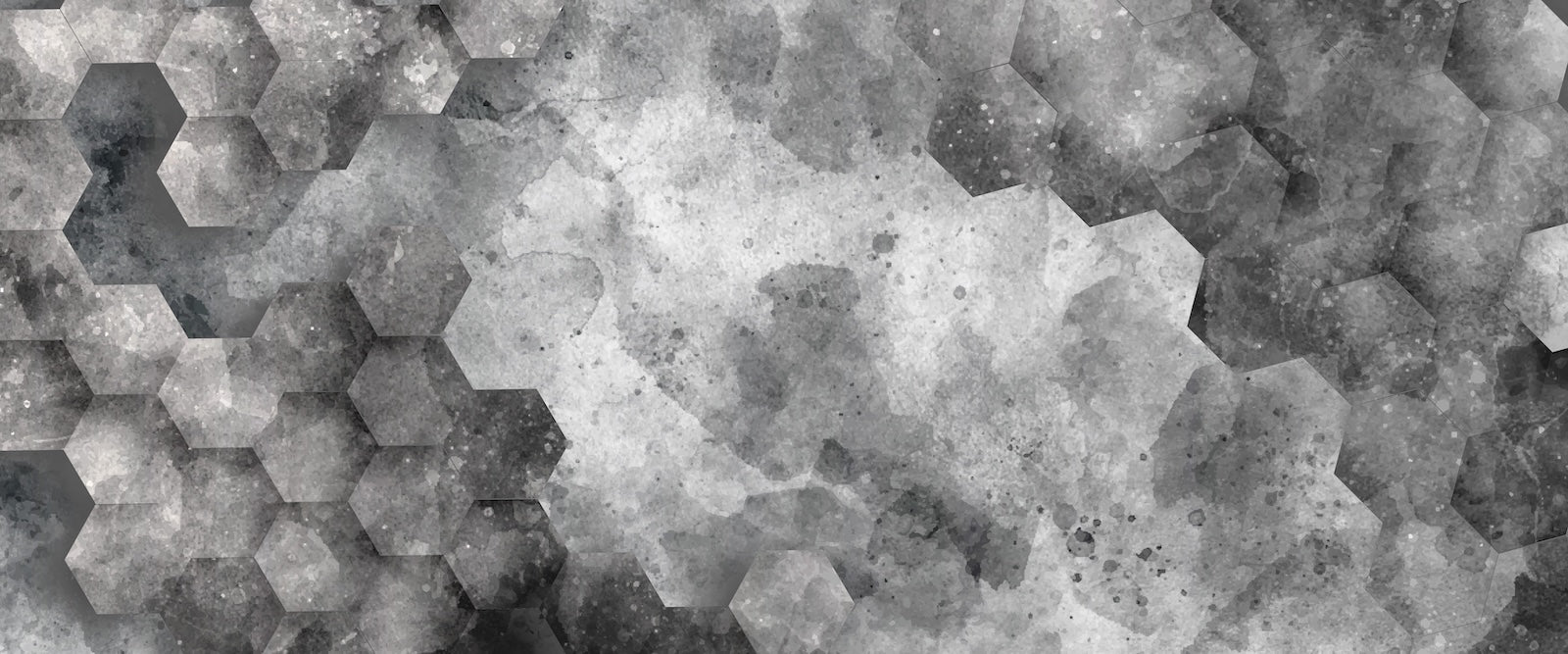 Papier Peint Béton - Hexagones Gris Effet Brut