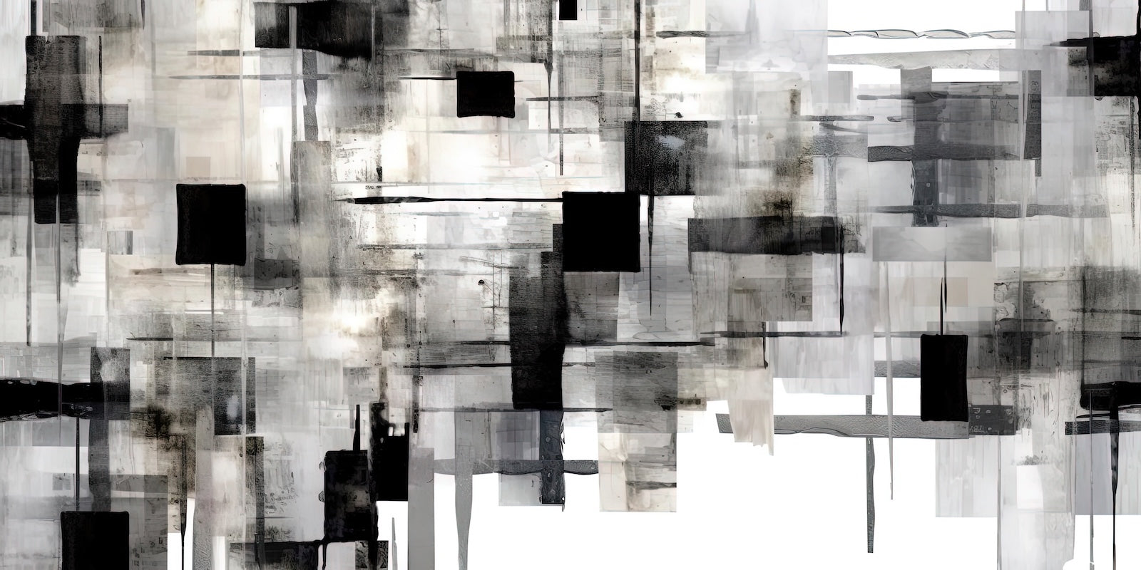 Papier Peint Noir et Blanc - Collage Abstrait Architectural