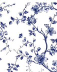Papier Peint Floral - Branches Fleuries Bleu Porcelaine