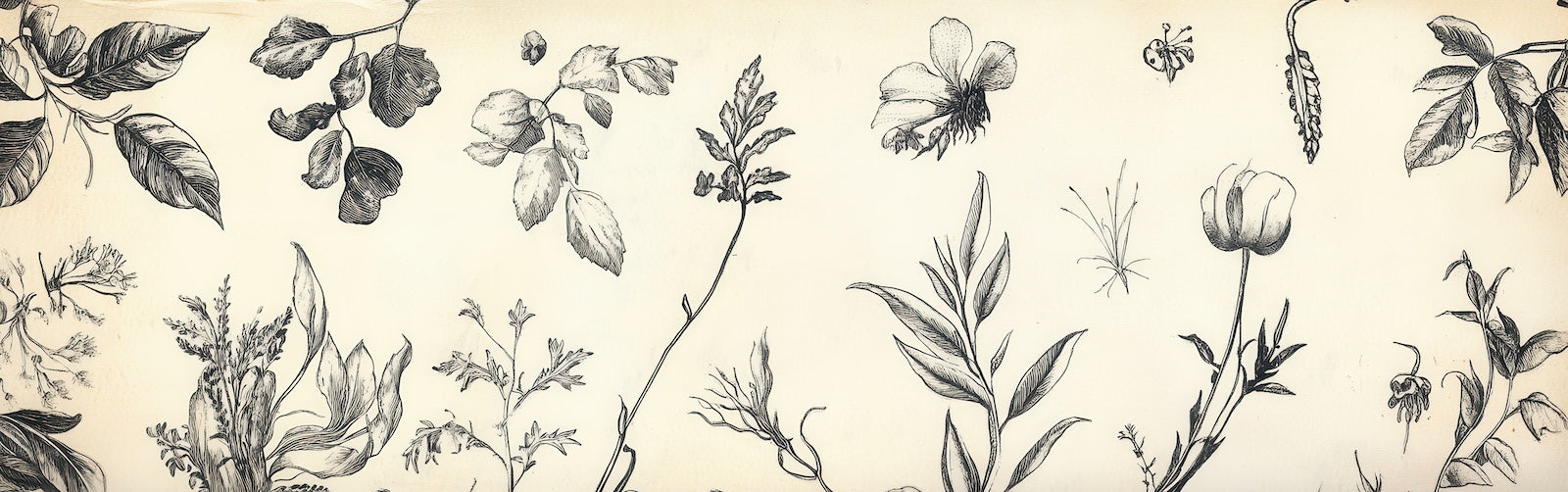 Papier Peint Floral - Botanique Gravée Vintage
