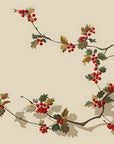 Papier Peint Floral - Baies Rouges Style Japonais