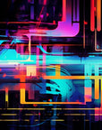 Papier Peint Gaming - Circuit Cyberpunk Néon