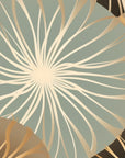 Papier Peint Art Déco - Fleurs Filaires Dorées et Sauge