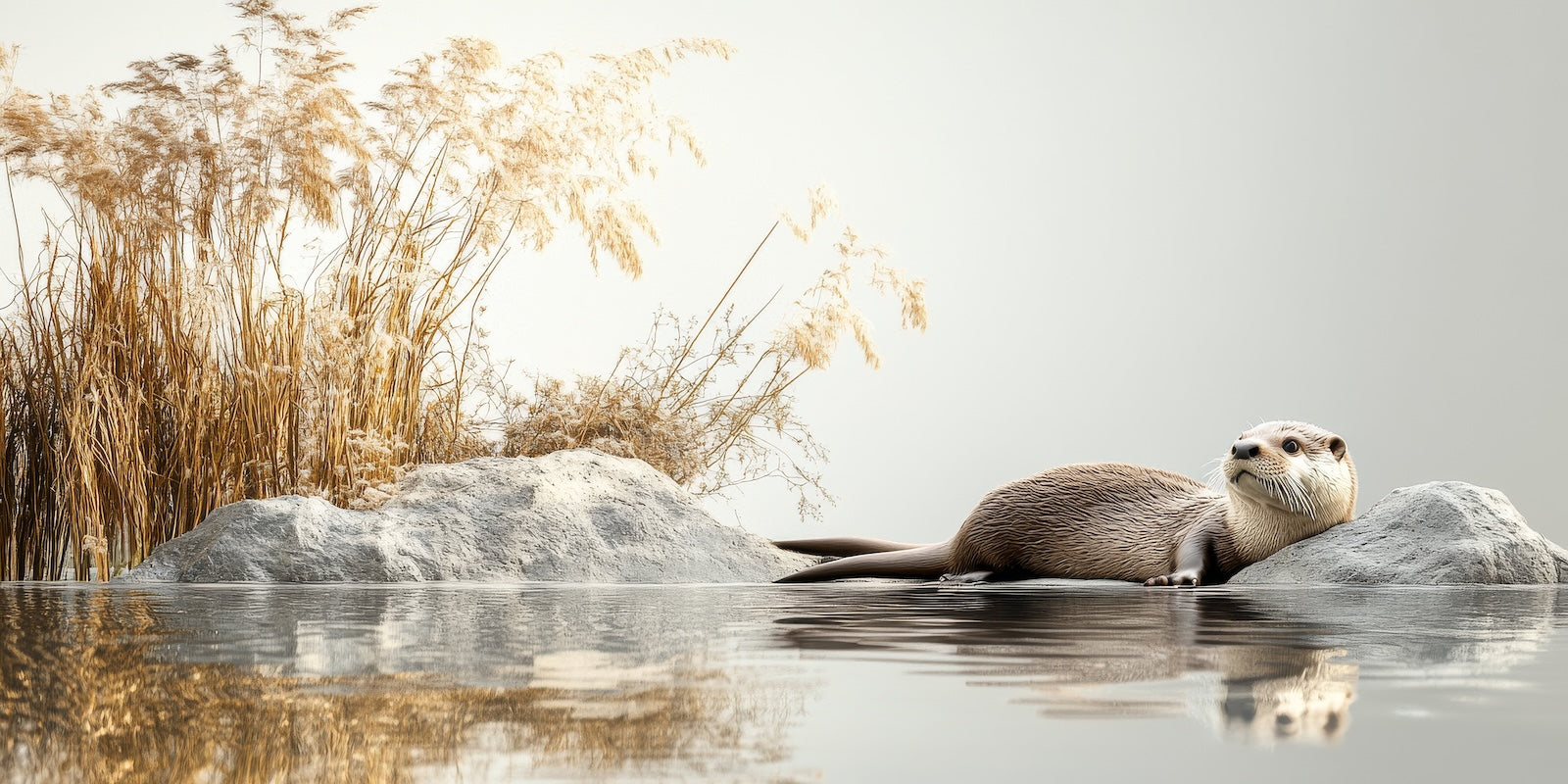 Papier Peint Animaux - Loutre sur Rochers
