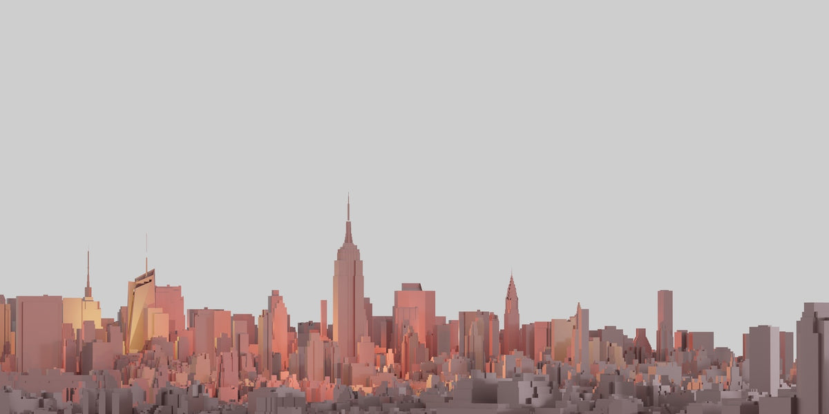 Papier Peint Abstrait - Skyline Minimaliste Gris et Terracotta