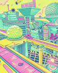 Papier Peint Gaming - Cité Futuriste Fluo