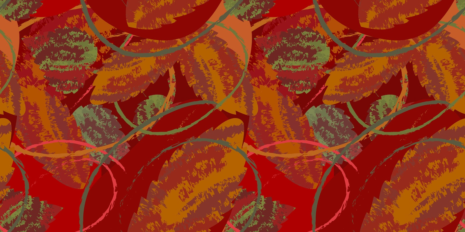Papier Peint Feuillage - Palette Rouge Flamboyante