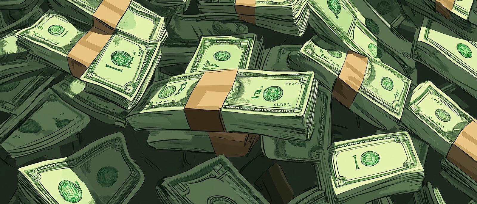 Papier Peint Pop Art - Liasses de Billets Empilées