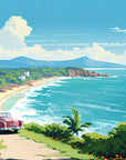 Papier Peint Plages - Baie Turquoise et Collines Verdoyantes